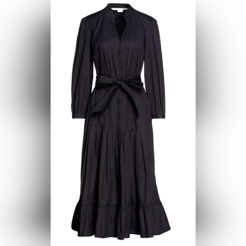 Veronica Beard Black Izie Cotton Poplin Midi Dress Size 2 - Picture 4 of 16